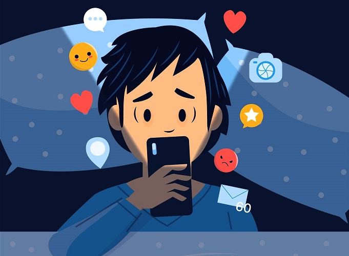Ilustrasi orang yang sedang kecanduan sosial media